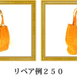 リペア例250：オーストリッチ2本手ハンドバッグ　オレンジ